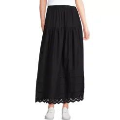 Women's Voile Tiered Eyelet Maxi Skirt