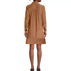 Women's Wide Wale Cord Popover Long Sleeve Shirt Dress