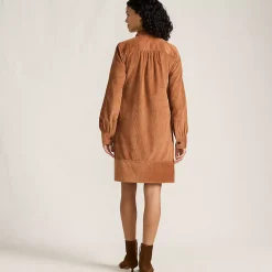 Women's Wide Wale Cord Popover Long Sleeve Shirt Dress