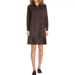 Women's Wide Wale Cord Popover Long Sleeve Shirt Dress