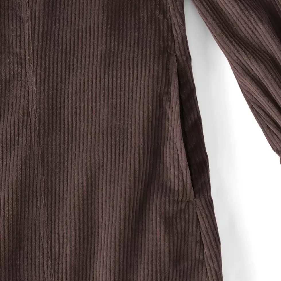 Women's Wide Wale Cord Popover Long Sleeve Shirt Dress