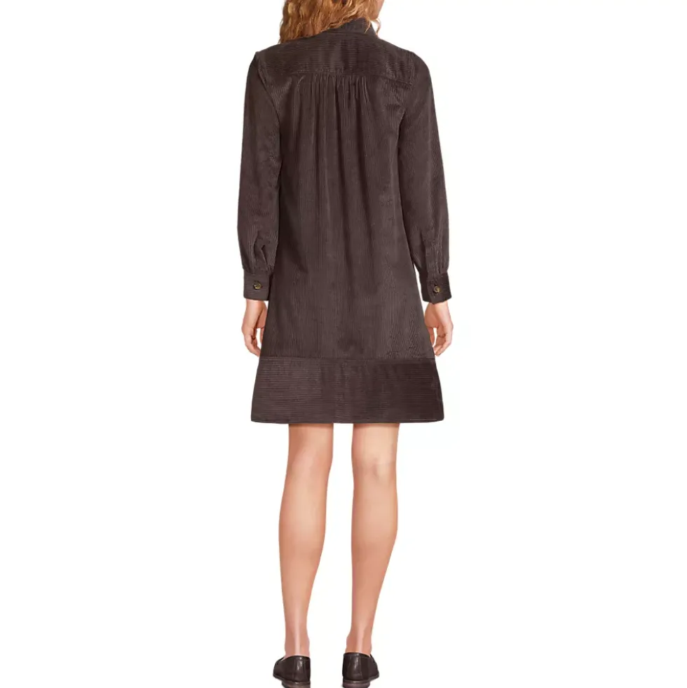 Women's Wide Wale Cord Popover Long Sleeve Shirt Dress